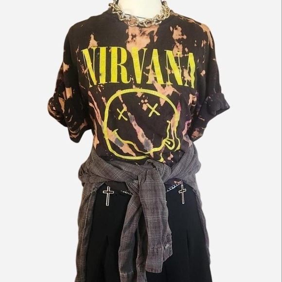 NIRVANA Tie-Dye Graphic Tee - Black and Yellow - Picture 1 of 5